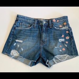 FLYING MONKEY platinum distressed, cutoff, denim shorts Size 26